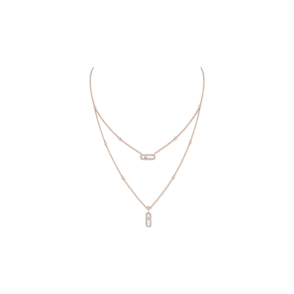 COLLAR MOVE UNO DOBLE ZIRCONIAS ROSE GOLD
