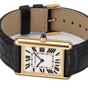 RELOJ TANK CR BLACK GOLD CROCODILE