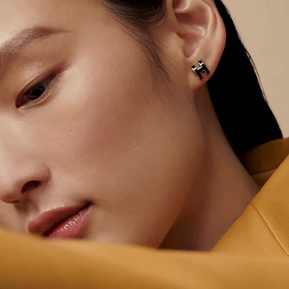 ARETES POP H SILVER-BLACK