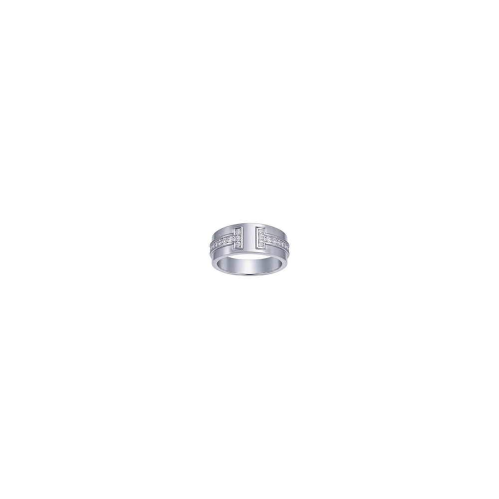 ANILLO DOBLE T ANCHO CON ZIRCONIAS SILVER
