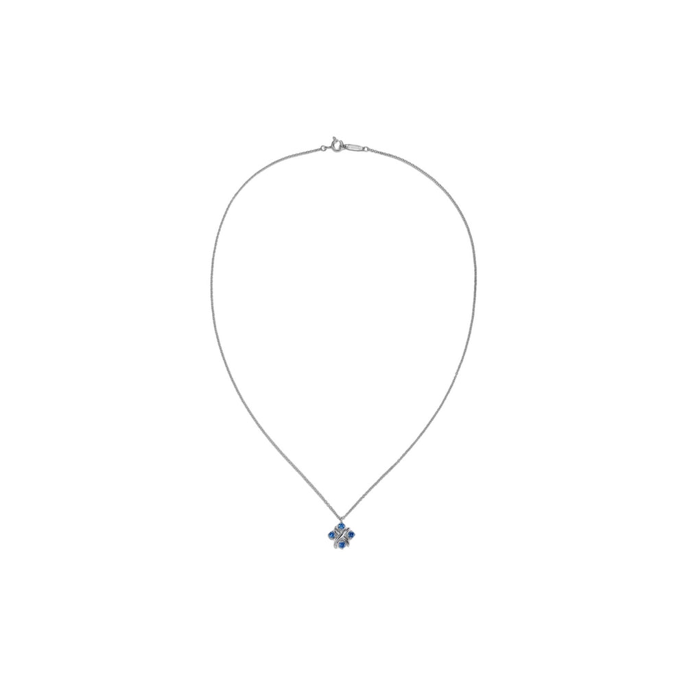 COLLAR T SIXTEEN STONE SILVER BLUE
