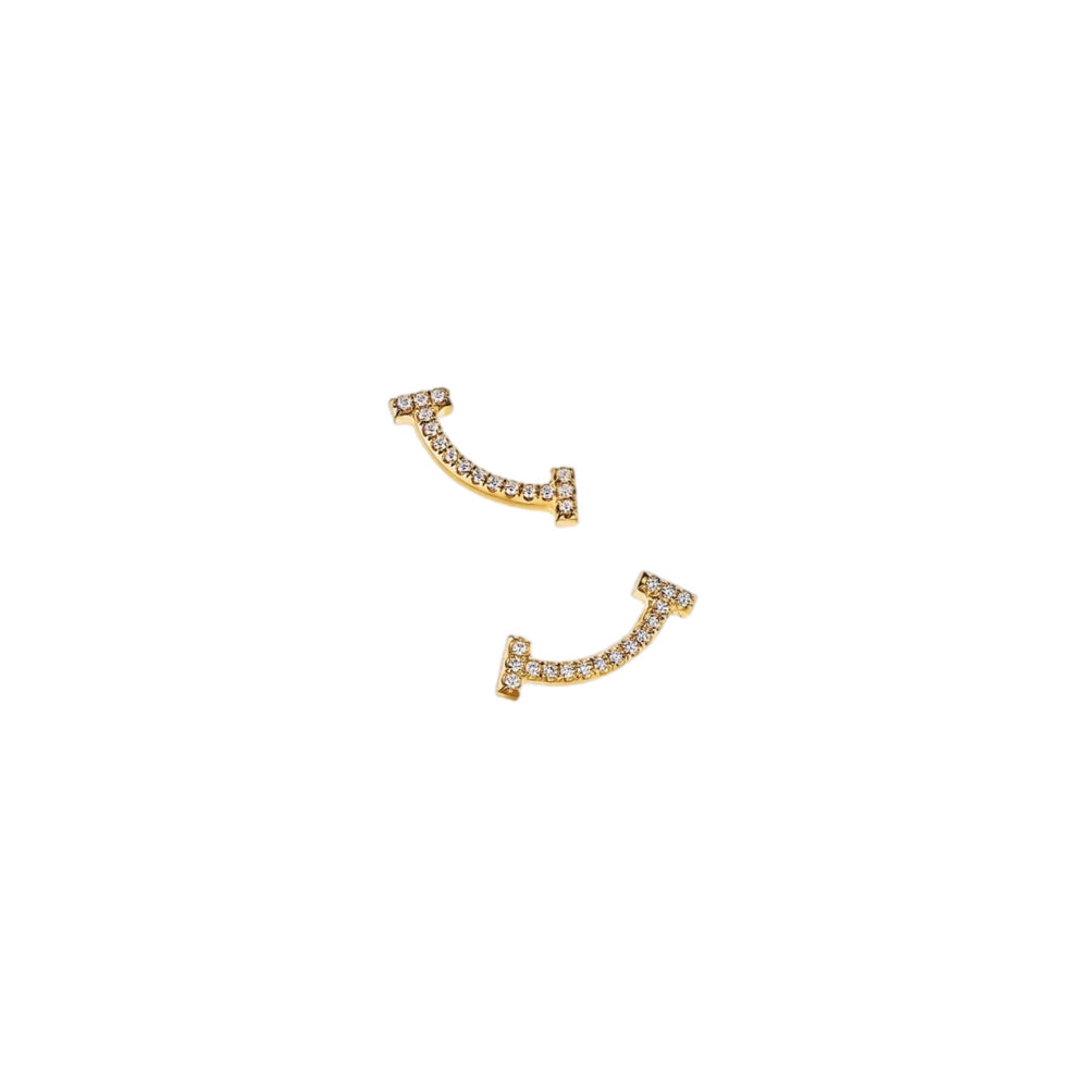 ARETES T-SMILE GOLD CON ZIRCONIAS