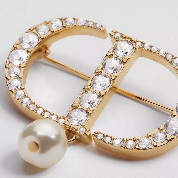 BROCHE CD GOLD ZIRCONIAS PEARL