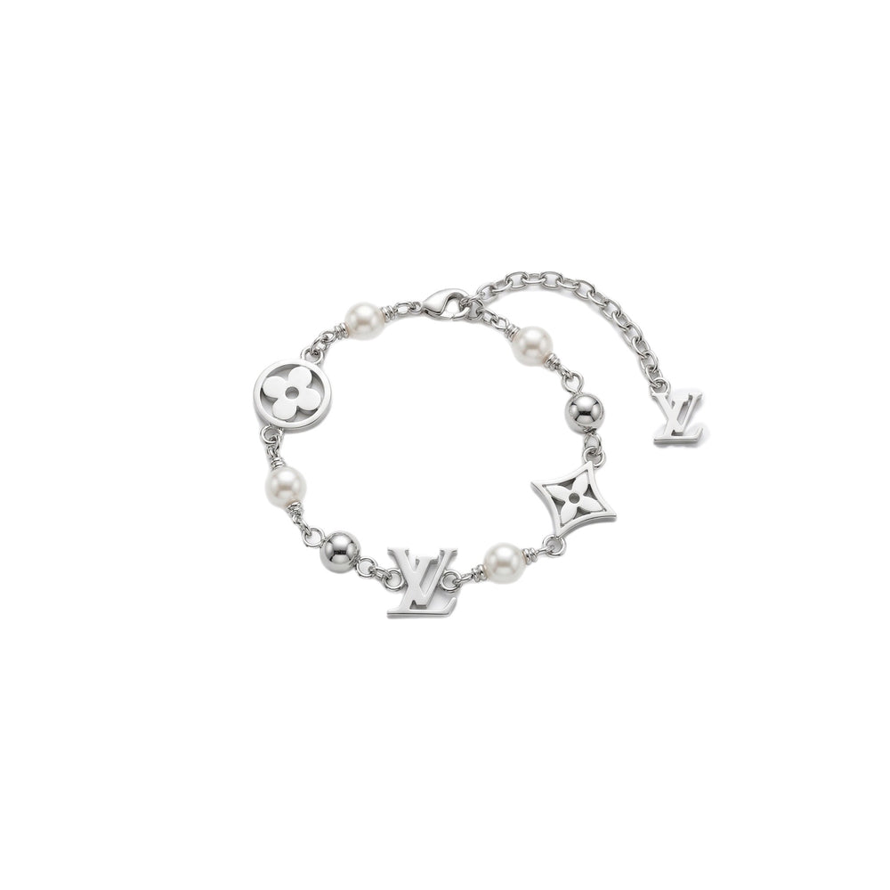 PULSERA LV SILVER LOGOS PEARL