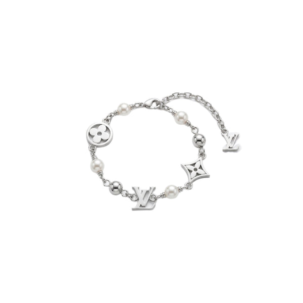 PULSERA LV SILVER LOGOS PEARL