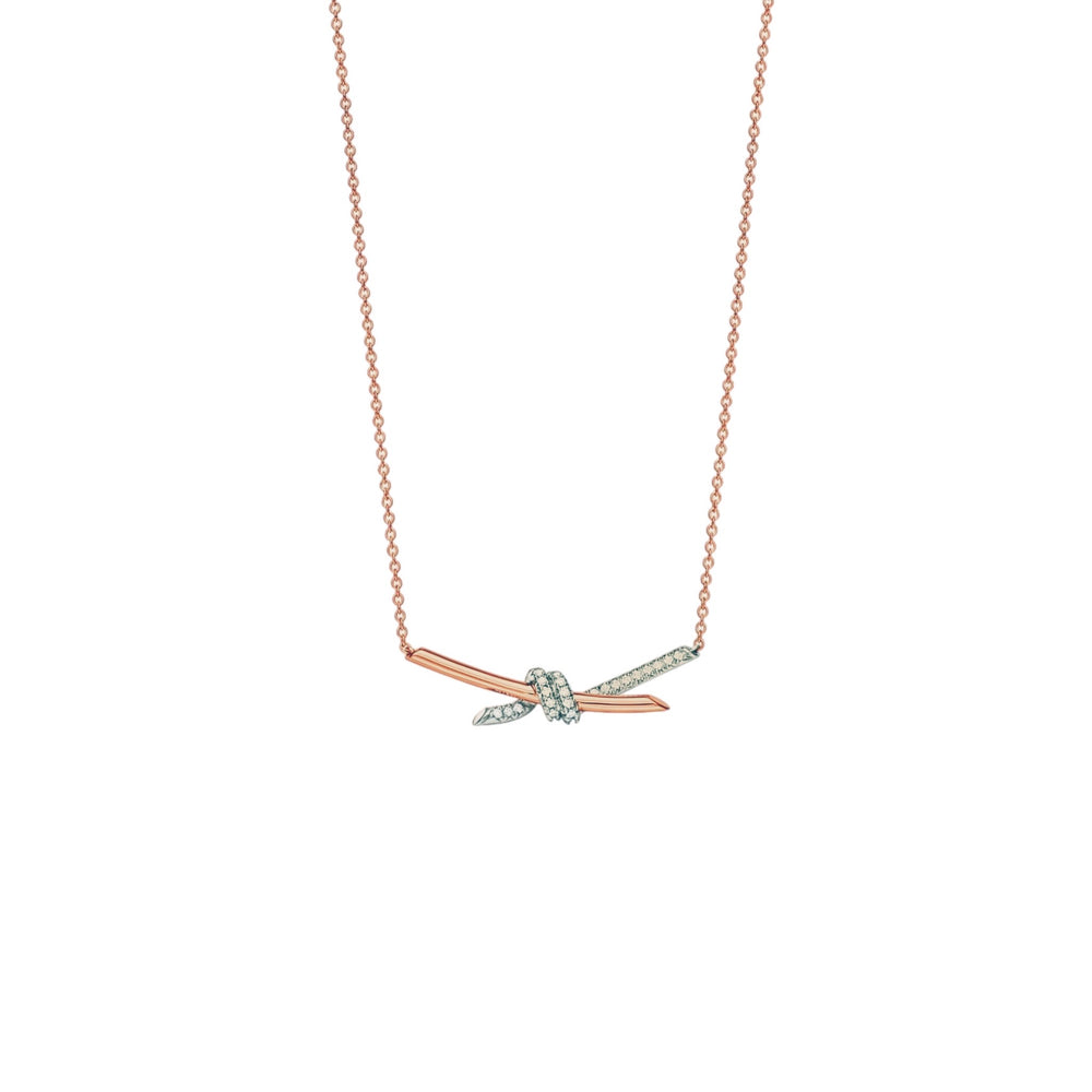COLLAR KNOT ROSEGOLD HALF ZIRCONIAS