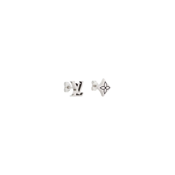 ARETES LV LOGO FLOWER SILVER