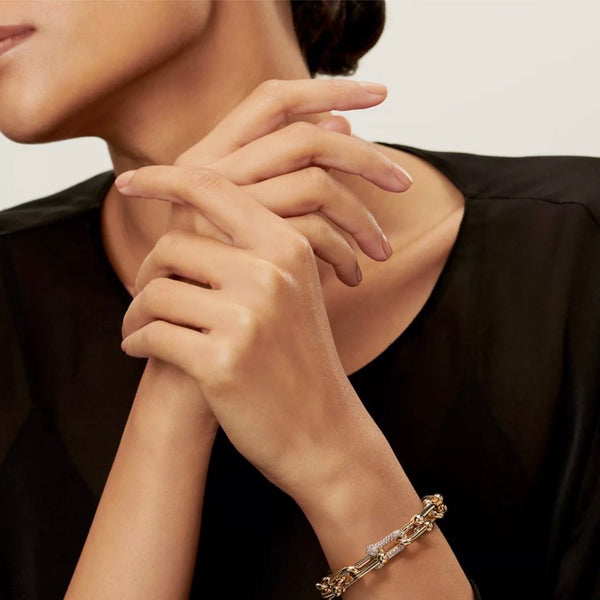 PULSERA ESLABONES GOLD ZIRCONIA