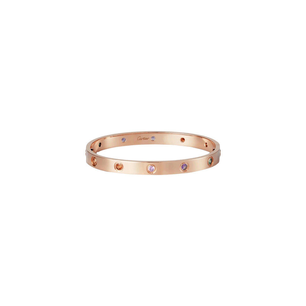 PULSERA LOVE ROSE GOLD ZIRCONIAS RAINBOW