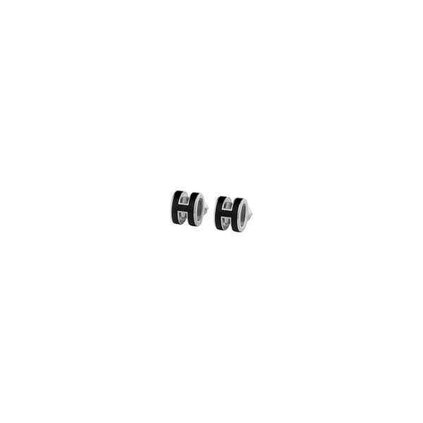 ARETES POP H SILVER-BLACK