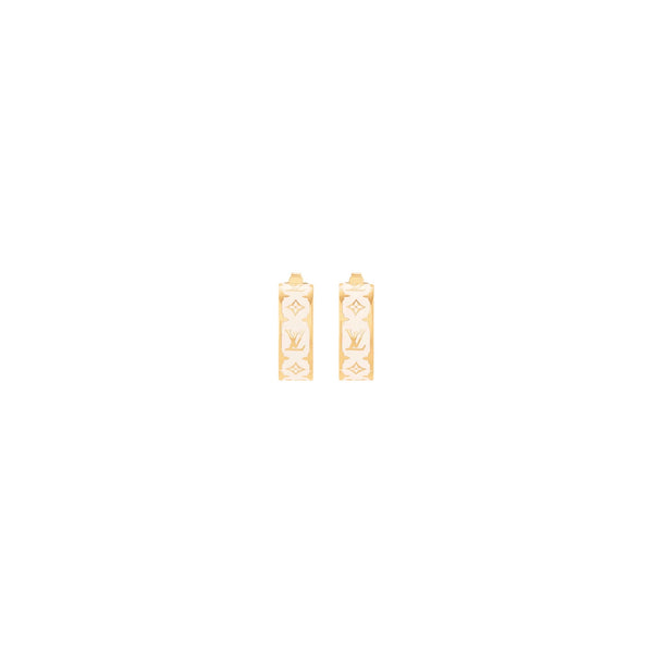ARETES LV MONOGRAM ENAMEL WHITE