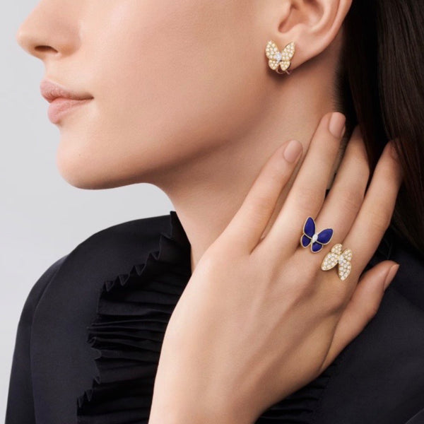 ARETES VF MARIPOSA BICOLOR DARK BLUE