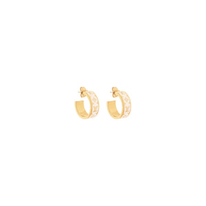 ARETES LV MONOGRAM ENAMEL WHITE