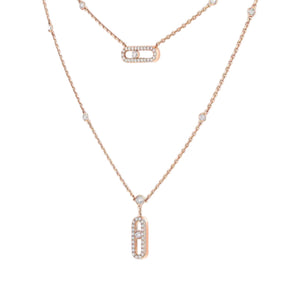 COLLAR MOVE UNO DOBLE ZIRCONIAS ROSE GOLD
