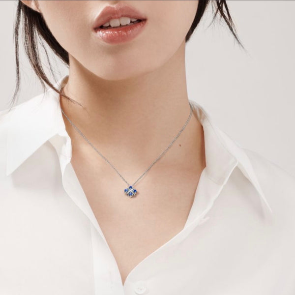 COLLAR T SIXTEEN STONE SILVER BLUE