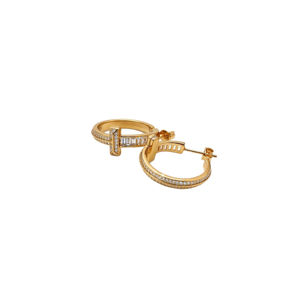 ARRACADAS T GOLD CON ZIRCONIA