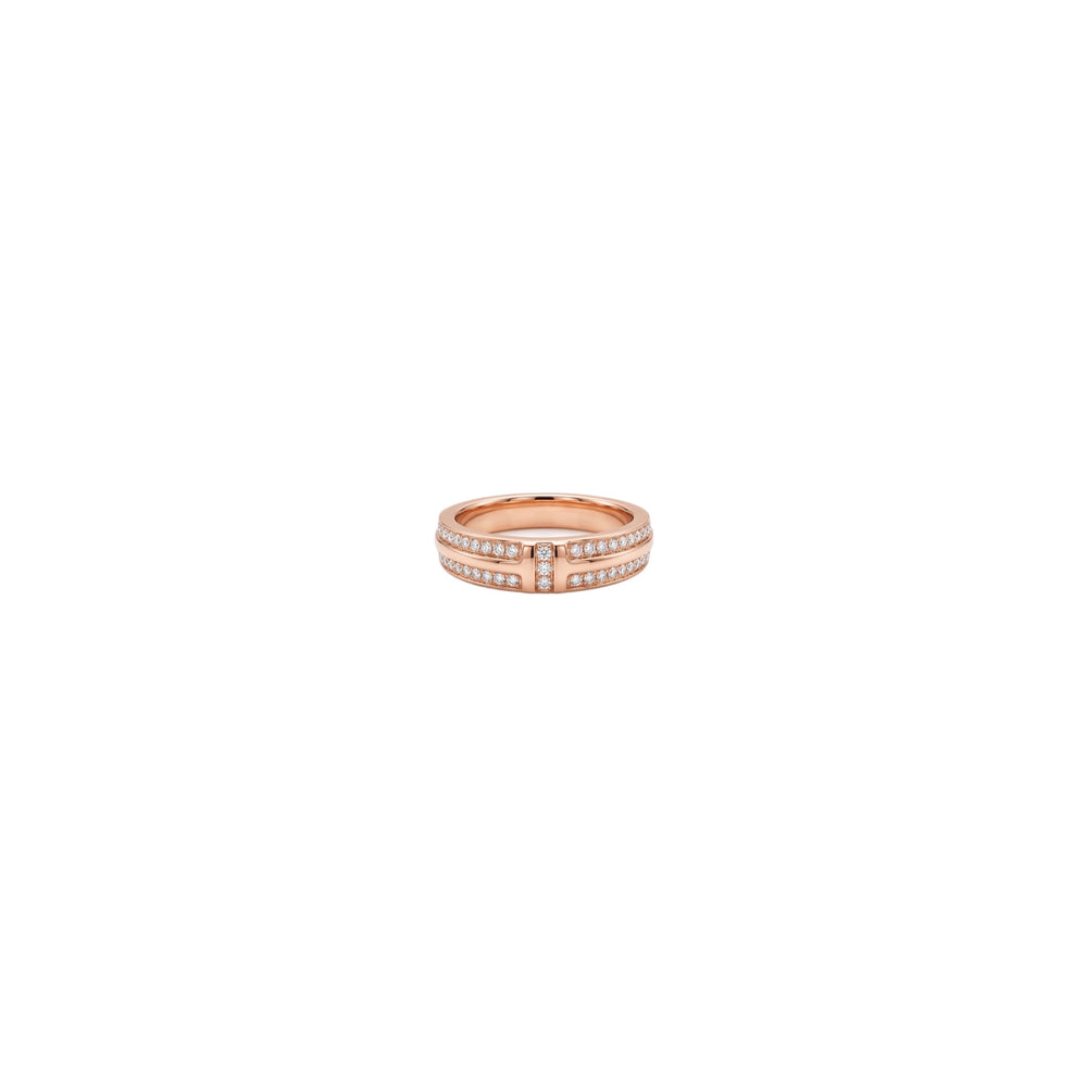 ANILLO DOBLE T ROSE GOLD ZIRCONIAS