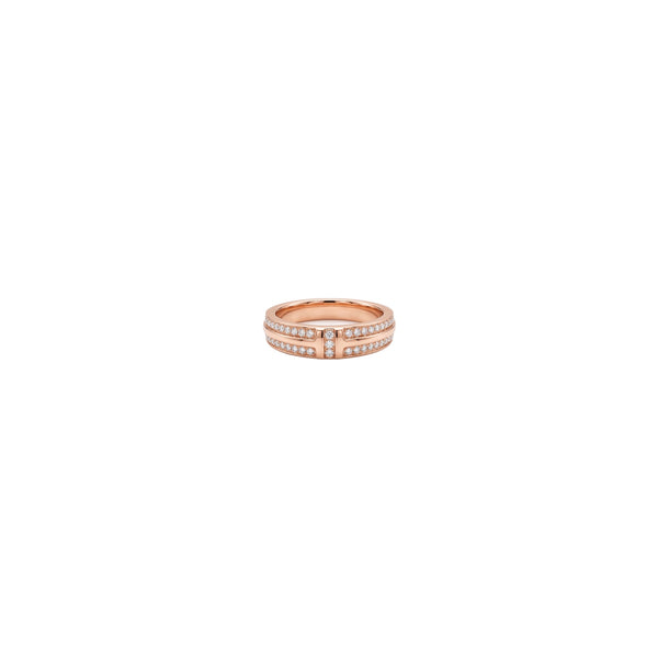 ANILLO DOBLE T ROSE GOLD ZIRCONIAS