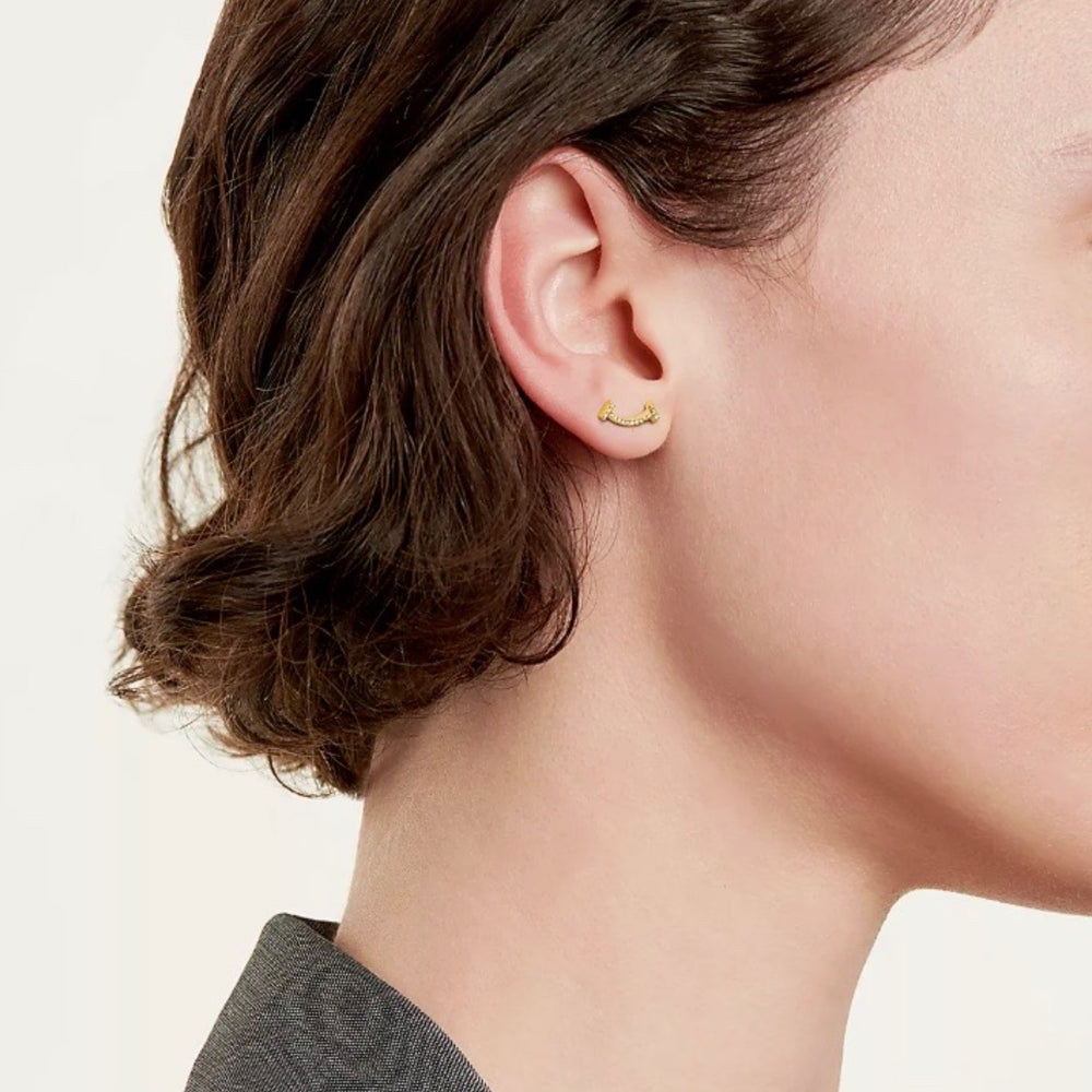 ARETES T-SMILE GOLD CON ZIRCONIAS