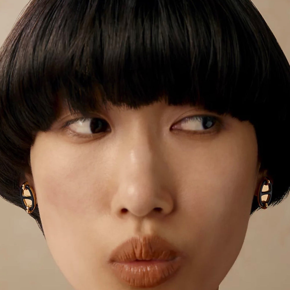 ARETES H MINI MAILLON GOLD-BLACK