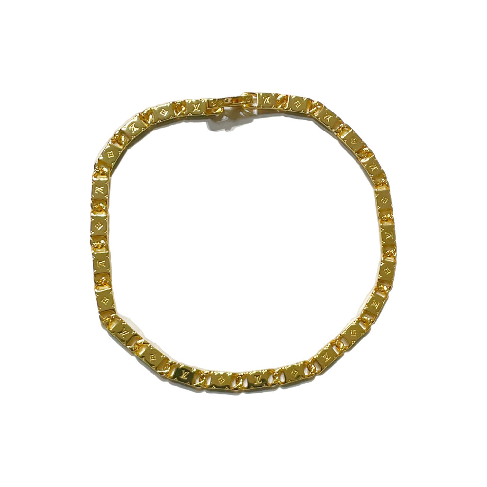 COLLAR ESLABONES GRABADO LV GOLD