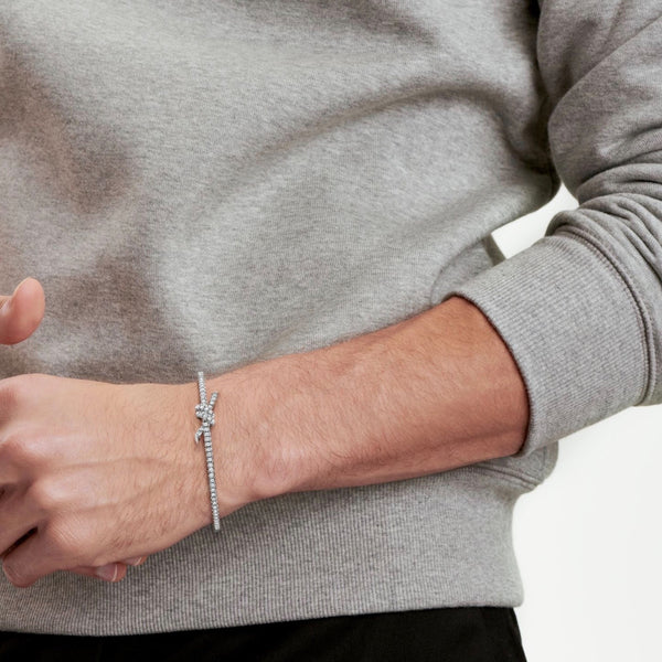 PULSERA T KNOT DELGADA SILVER ALL ZIRCONIAS