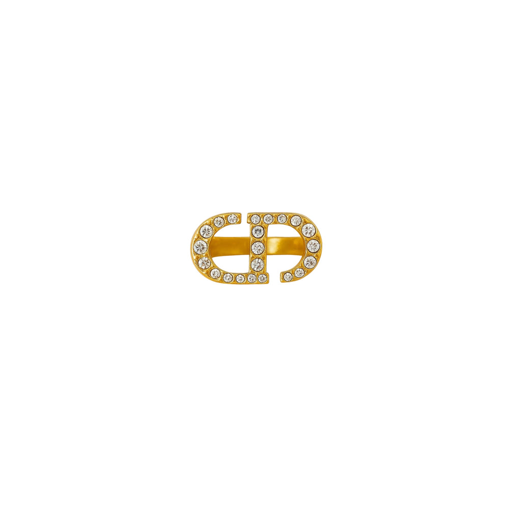 ANILLO CD LOGO GOLD CON ZIRCONIAS