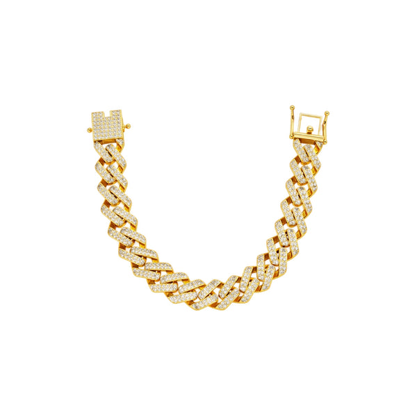 PULSERA HELLOICE CUBANA DE DIENTES ZIRCONIAS GOLD HIGH QUALITY