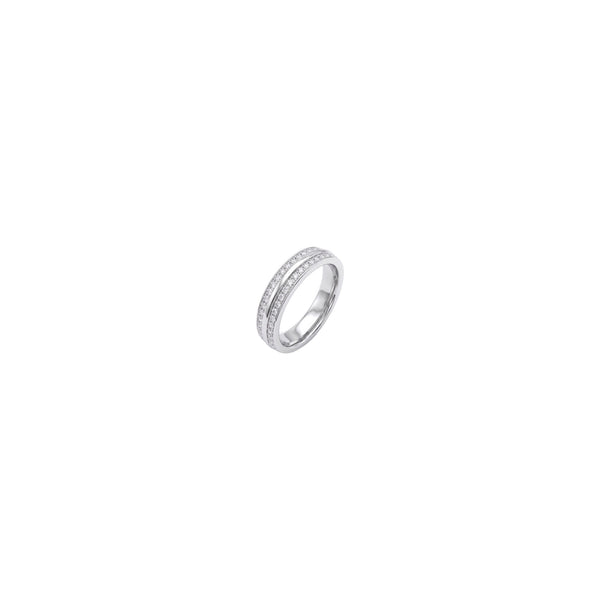 ANILLO DOBLE T SILVER ZIRCONIAS
