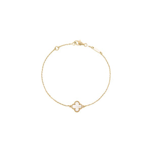 PULSERA ONE TRÉBOL GOLD WHITE