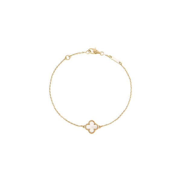 PULSERA ONE TRÉBOL GOLD WHITE