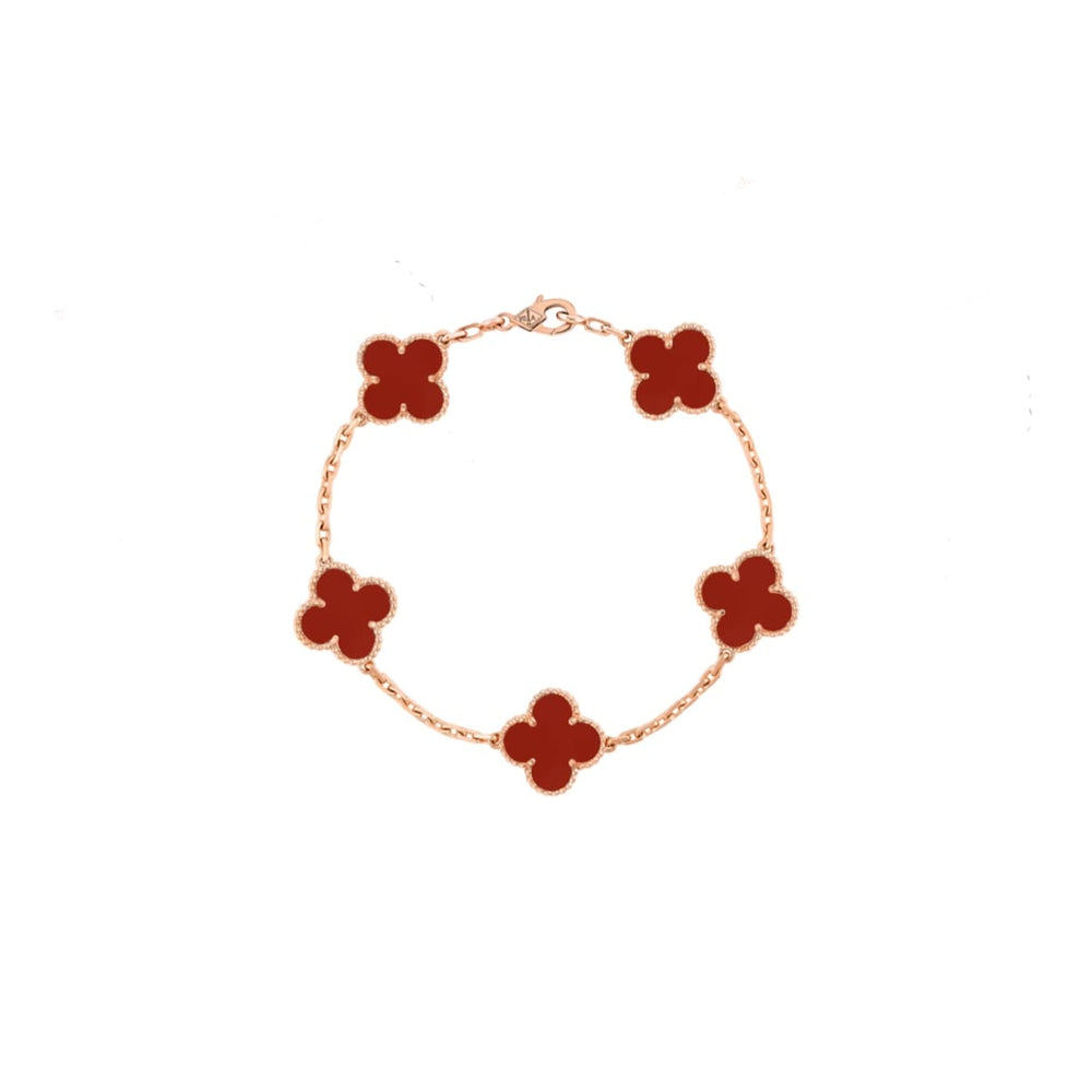 PULSERA TRÉBOL ROSEGOLD RED VF