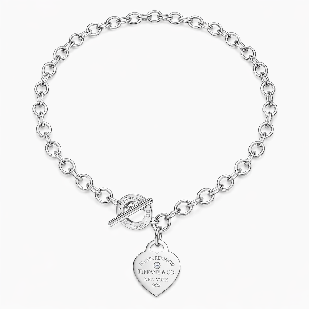 COLLAR T CORAZÓN CON ZIRCONIA