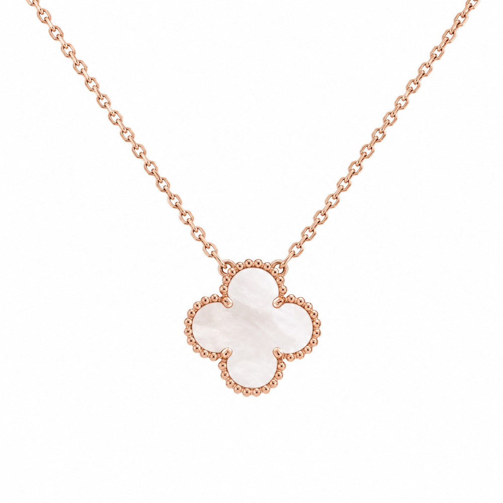 COLLAR TREBOL BLANCO ROSE GOLD