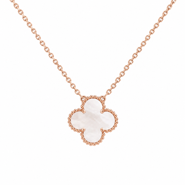 COLLAR TREBOL BLANCO ROSE GOLD