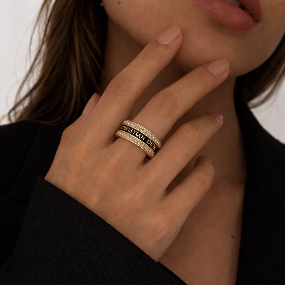 ANILLO CD GOLD BLACK CON ZIRCONIA