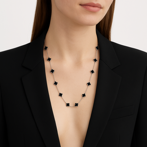 COLLAR 20 TRÉBOLES SILVER BLACK