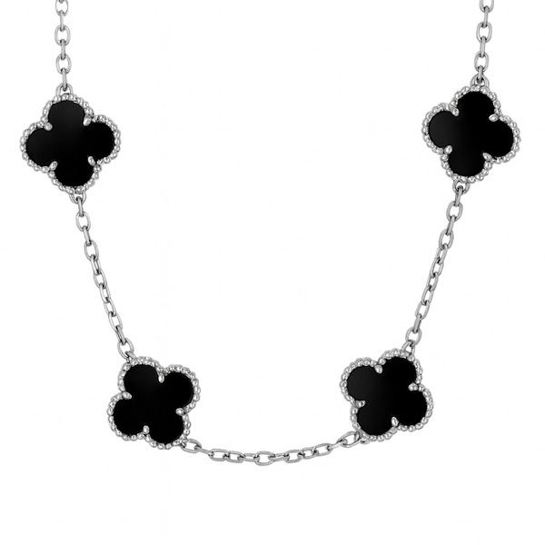 COLLAR 20 TRÉBOLES SILVER BLACK