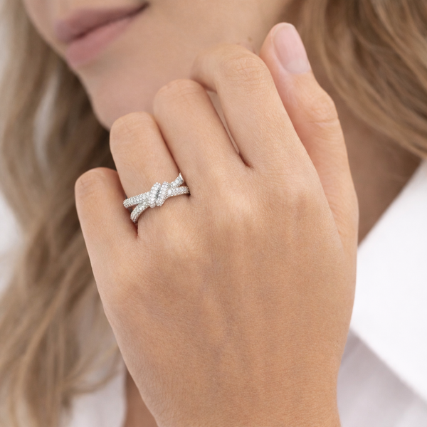 ANILLO KNOT DOBLE SILVER ZIRCONIAS
