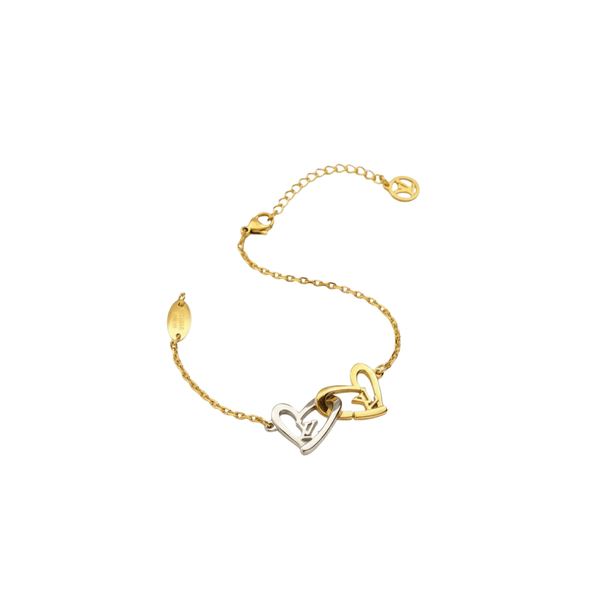 PULSERA LV DOUBLE HEART GOLD-SILVER