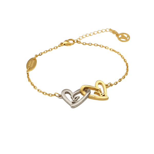 PULSERA LV DOUBLE HEART GOLD-SILVER
