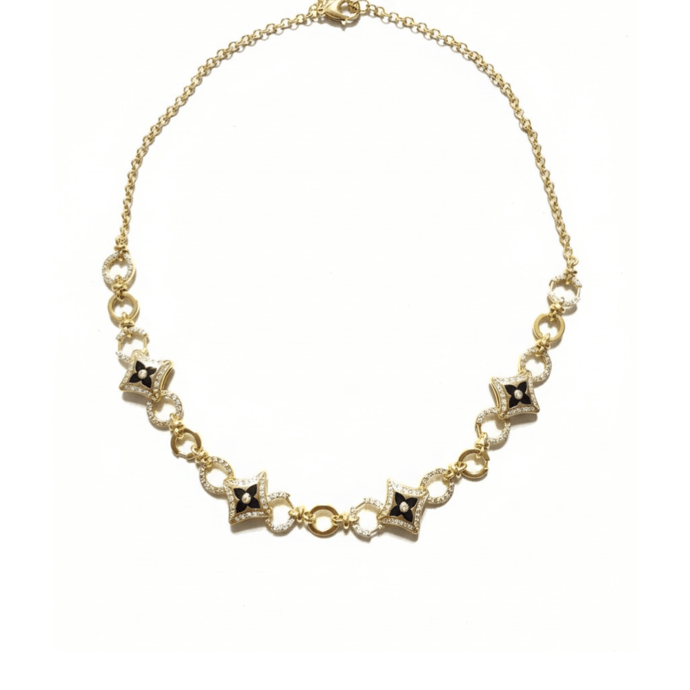 COLLAR LV INSIGNIAS BLOSSOM GOLD BLACK