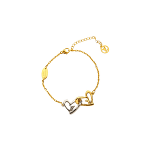 PULSERA LV DOUBLE HEART GOLD-SILVER