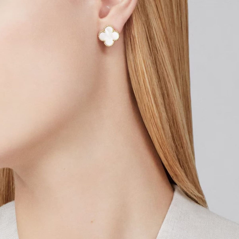 ARETES TRÉBOL GOLD-WHITE