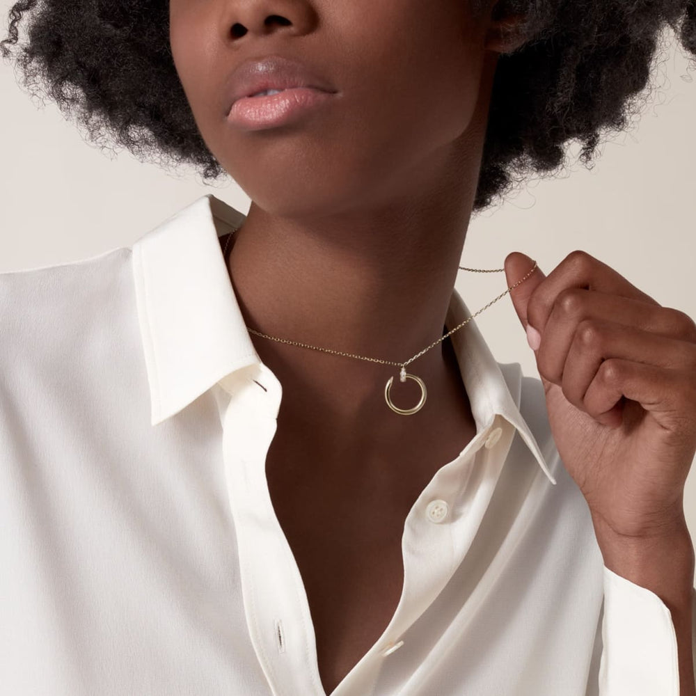 COLLAR CLAVO GOLD CON ZIRCONIA