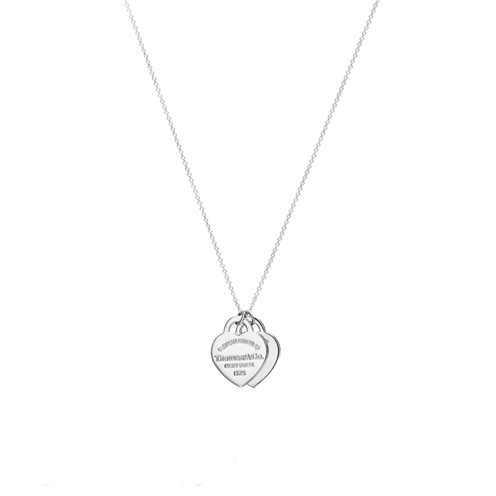 COLLAR DOBLE PLACA CORAZÓN TURQUESA-PLATA