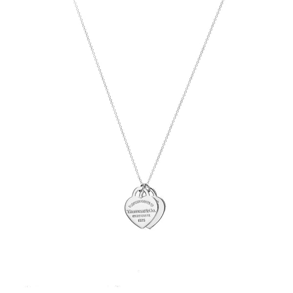 COLLAR DOBLE PLACA CORAZÓN TURQUESA-PLATA
