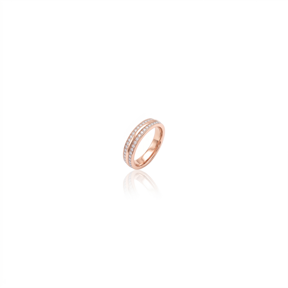 ANILLO DOBLE T ROSE GOLD ZIRCONIAS
