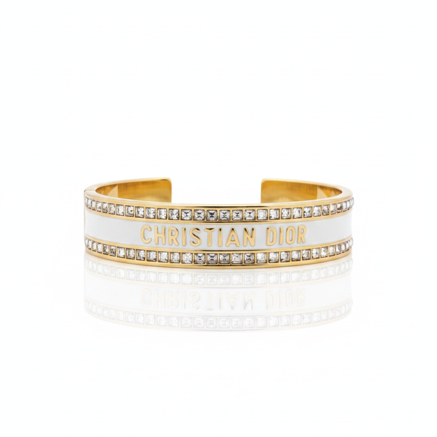 BRAZALETE CD GOLD-WHITE ZIRCONIAS