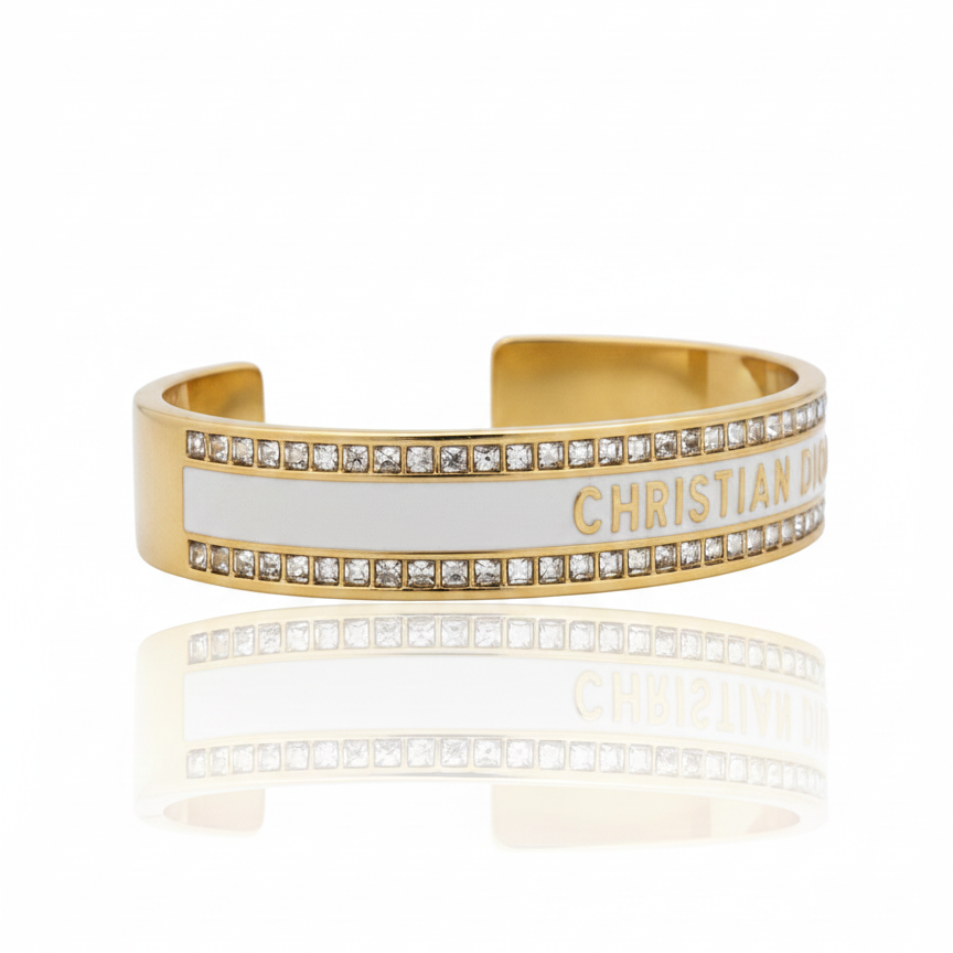 BRAZALETE CD GOLD-WHITE ZIRCONIAS
